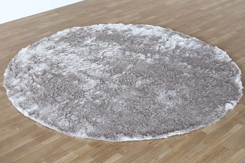 8' Round Grey Platinum Plush Rug