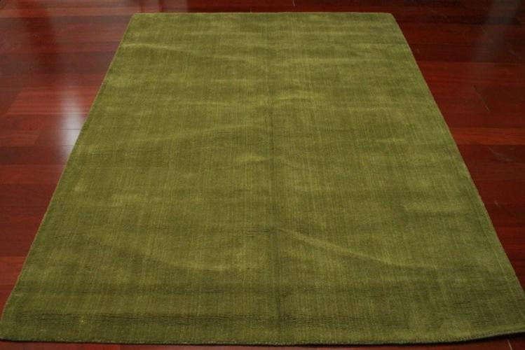 5'8" x 7'10"  Green Hand Tufted Gabbeh Rug