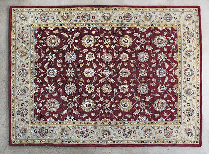 RUG87ATL - 8 x 10 Brick Red and Taupe Traditional Indian Rug