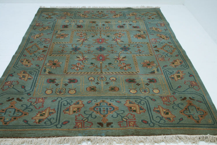 8' x 6' Flat Weave Mint Turkish Heriz Rug