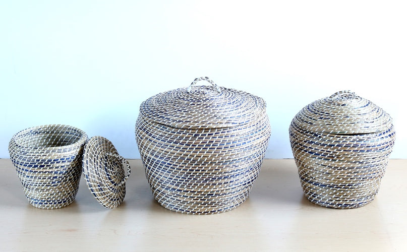 Set of 3 Grecian Lidded Baskets