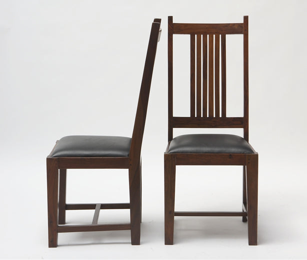 Mission Style Side Chair with Black Leather Seat