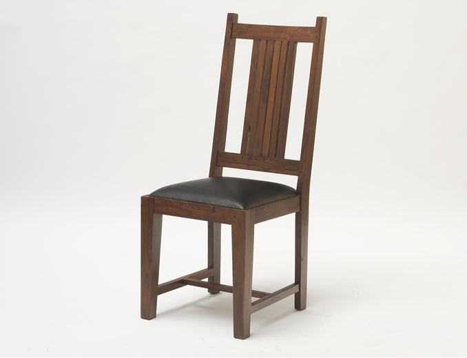 Mission Style Side Chair with Black Leather Seat