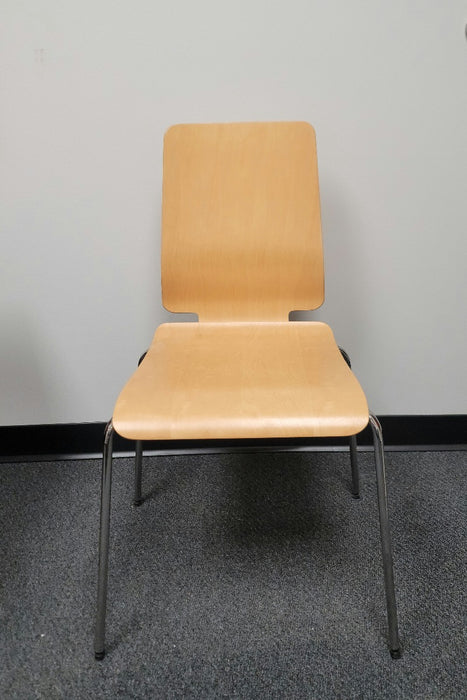 Curved Oak Side Chair W/Chrome Legs