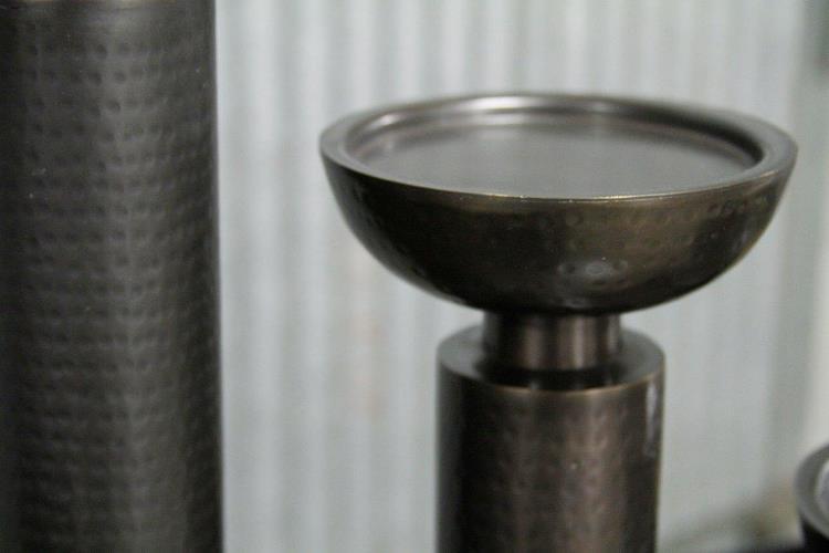 Set of 3 Ribbed Bronze Candleholders