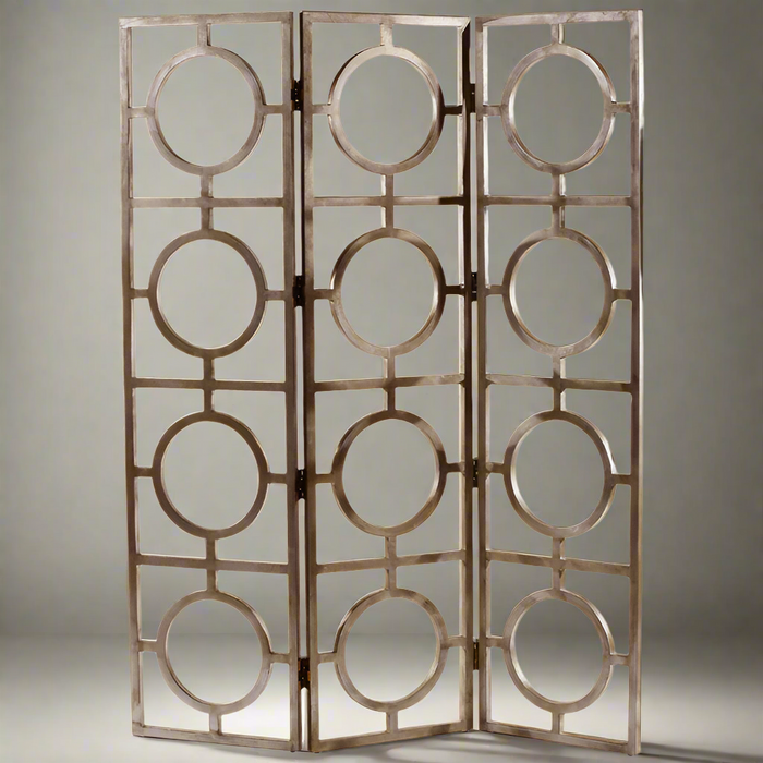 Antique Silver Wood Mandala Room Screen