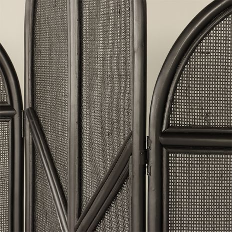 Ebony Rattan 3 Panel Screen - Cleared