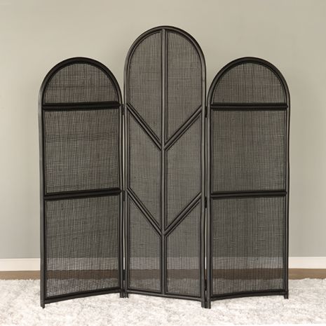 Ebony Rattan 3 Panel Screen - Cleared