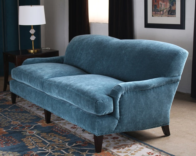 Peacock Coral Velvet Sofa