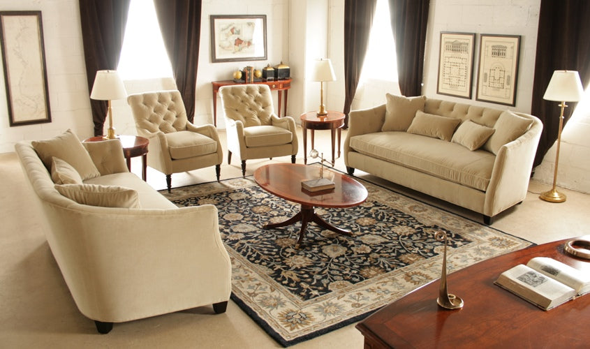 Blond Velvet Tufted Club Chair