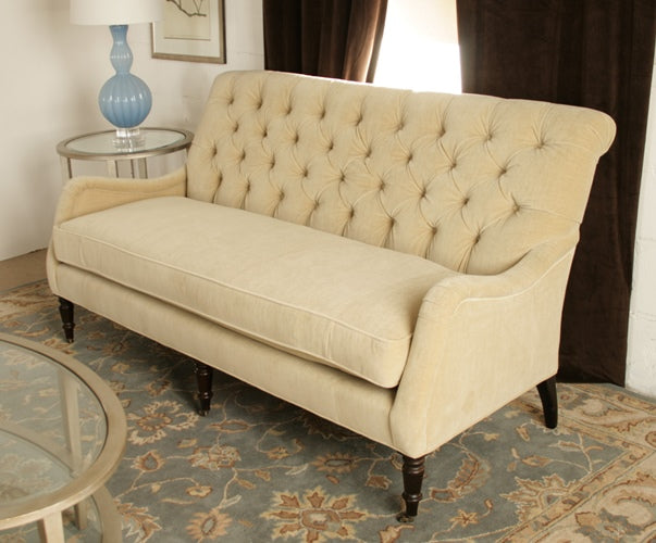 SF03ATL - Blond Velvet Tufted Sofa
