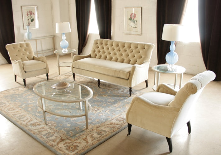 SF03ATL CC06ATL Blond Velvet Tufted Sofa