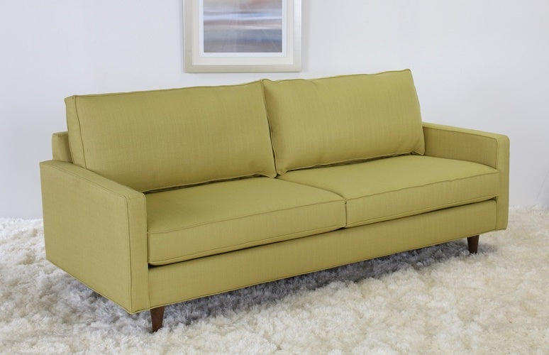 Modern Fern Sofa with Tapered Walnut Legs