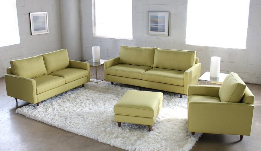 Modern Fern Sofa with Tapered Walnut Legs