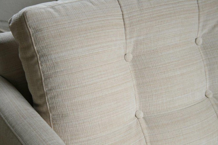 Tufted Vanilla James Sofa with Walnut Legs