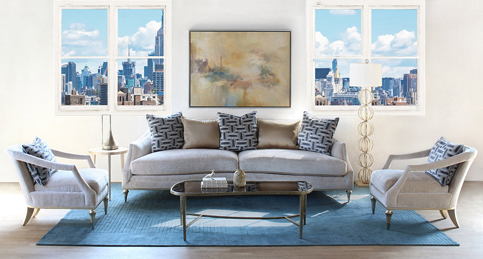 Blush Taupe Club Chair W/ Open Arm & Toss Pillow Back