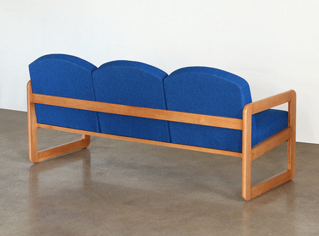 Natural Oak Sofa in Blue Upholstery