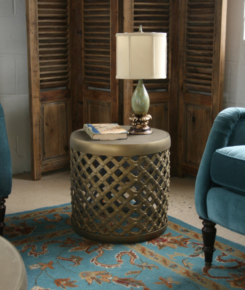 Matte Brass Drum Stool