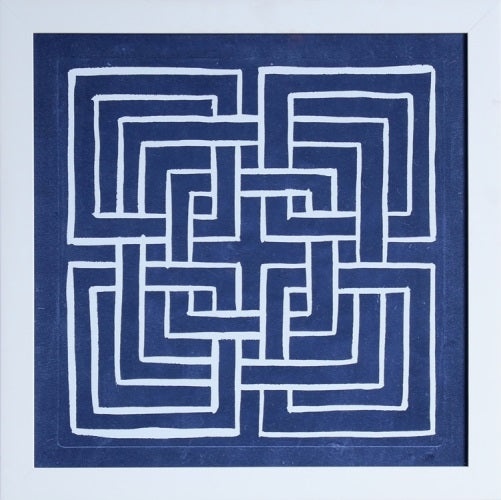 STILL692LA - Geometric in Indigo 1 27.5W x 27.5H