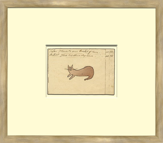 Brown Cat - Sm. Mennonite Ledger Drawing 16W x 15H