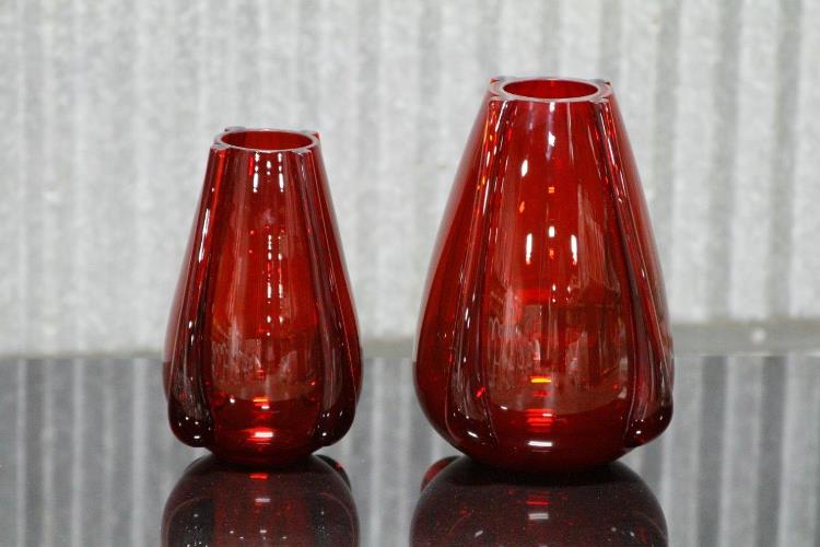 Set of Two Ruby Venus Vases