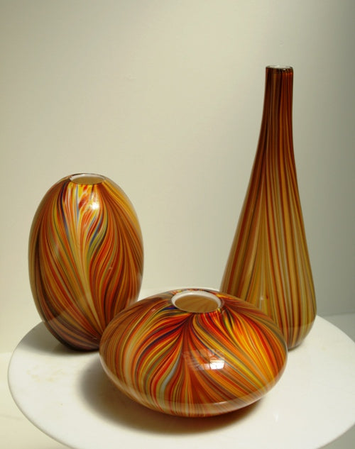 Set of 3 Orange Pucci Vases