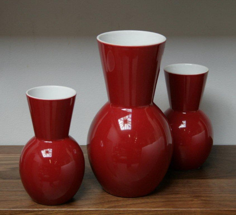 Set of 3 Cranberry Vases