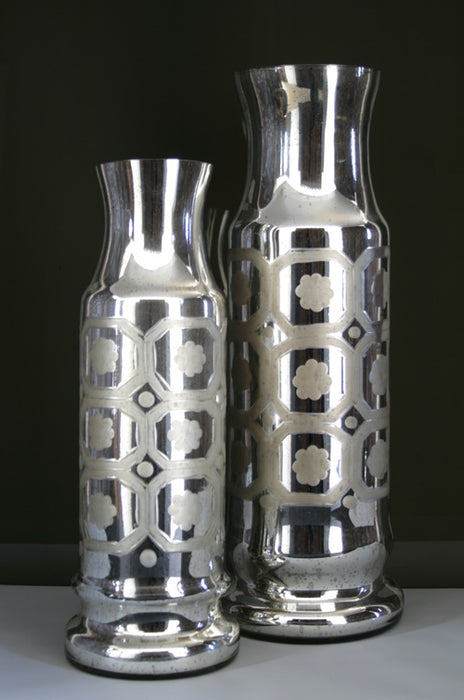 Set of 2 Mercury Glass Tall Vases