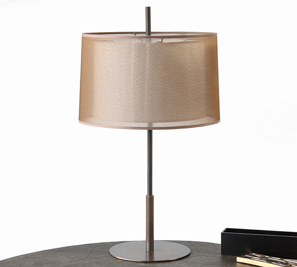 Modern Brushed Silver Table Lamp With Taupe Shade