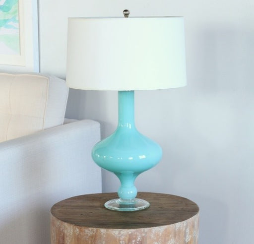 TL14ATL - Soft Cyan Footed Glass Lamp