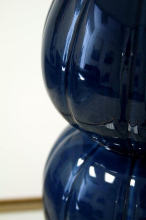Navy Ceramic Gourd Table Lamp
