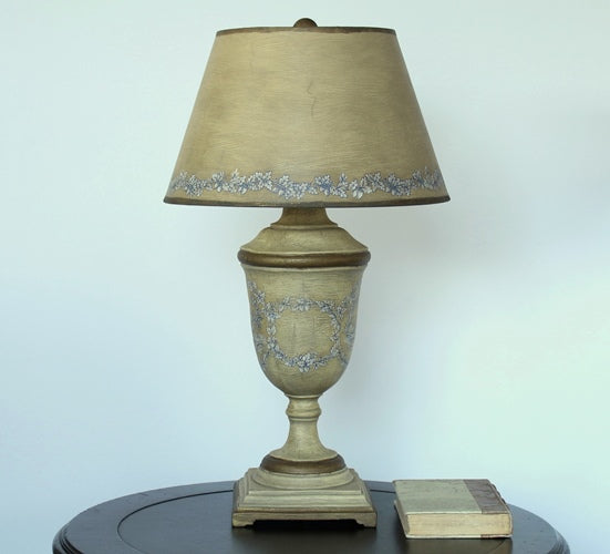 Antique Beige and Blue Urn Table Lamp
