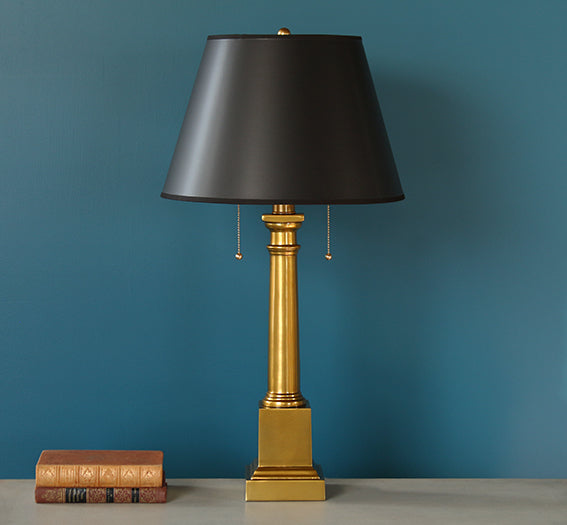 Antique Brass Column Desk Lamp