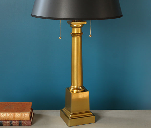 Antique Brass Column Desk Lamp