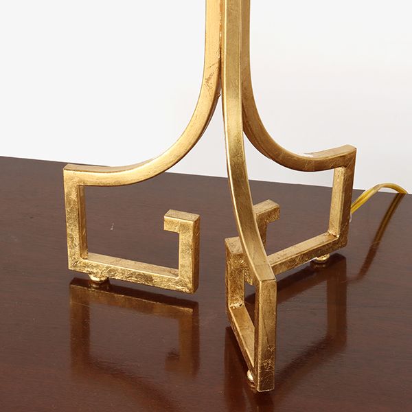Antique Gold Table Lamp with Greek Key Base