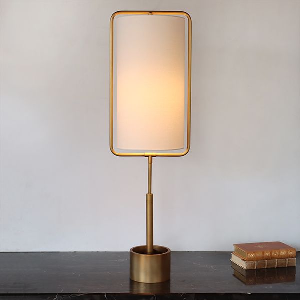 Natural Brass Table Lamp w/Ensconced White Shade