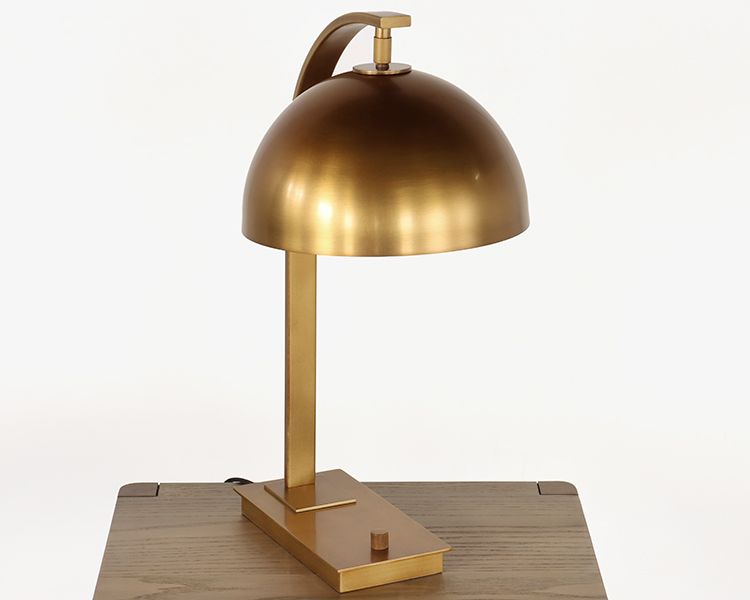 Brass Arch Neck Table Lamp w/Swiveling Shade
