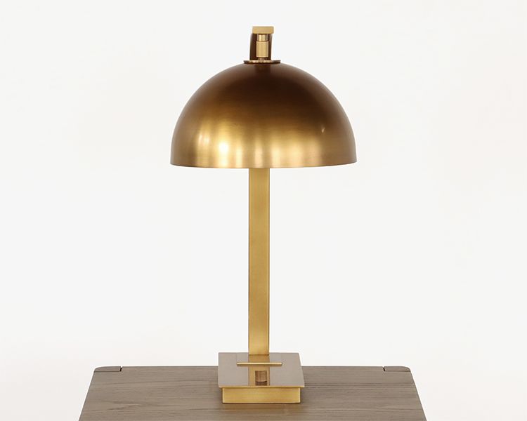 Brass Arch Neck Table Lamp w/Swiveling Shade