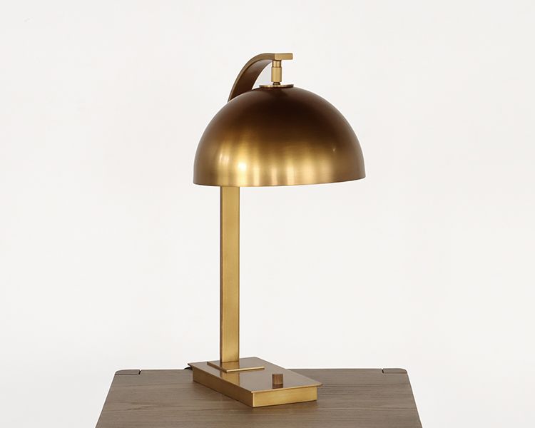 Brass Arch Neck Table Lamp w/Swiveling Shade