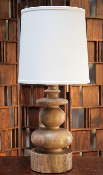 Sculpted Blonde Wood Table Lamp