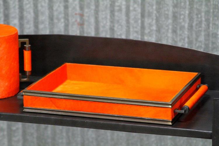 Orange Horsehair Serving Tray