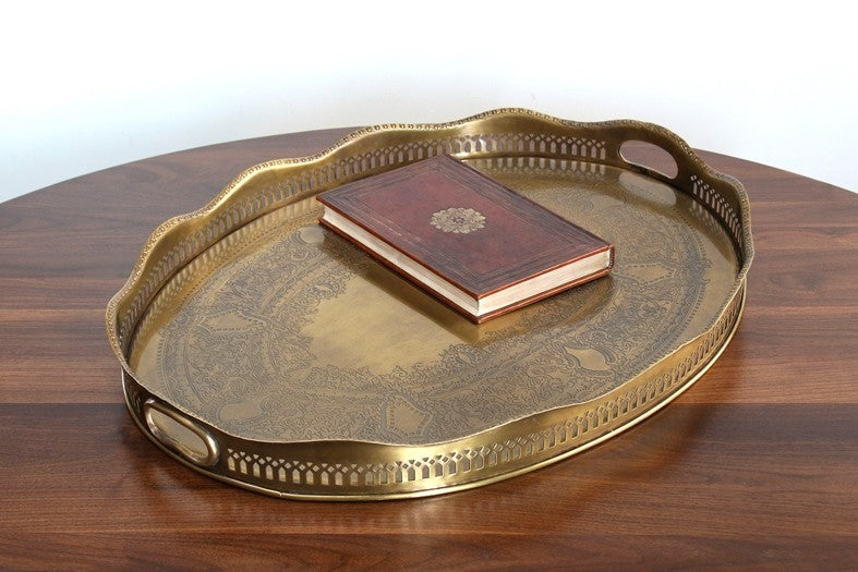 Antique Brass Oval Gallery Tray