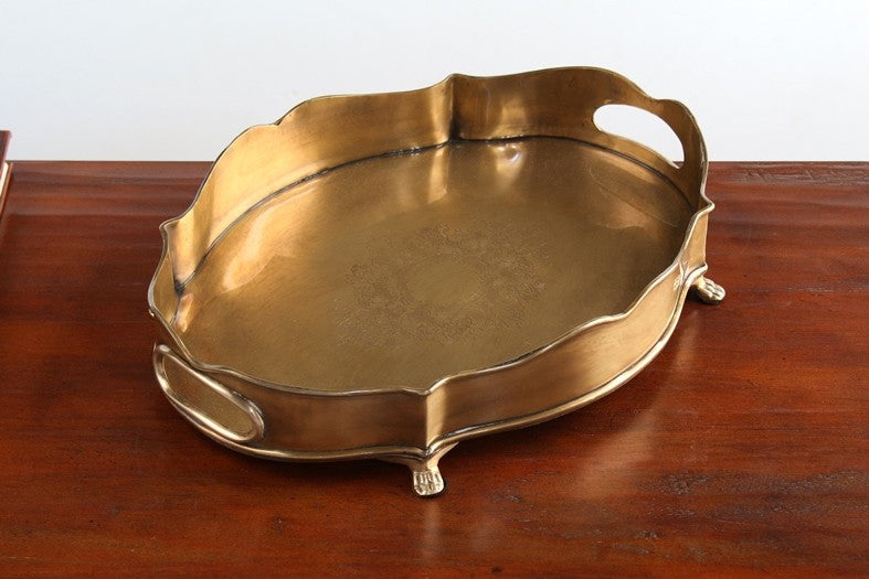 Antique Brass Chippendale Gallery Tray