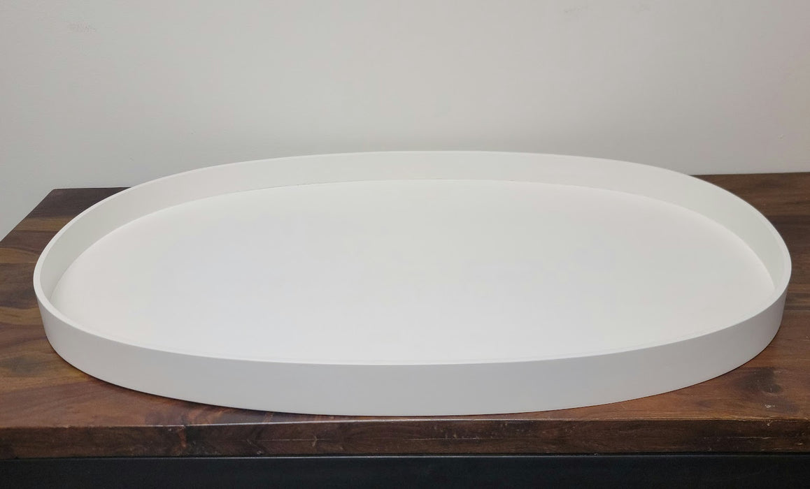 White Wooden Oval Tray