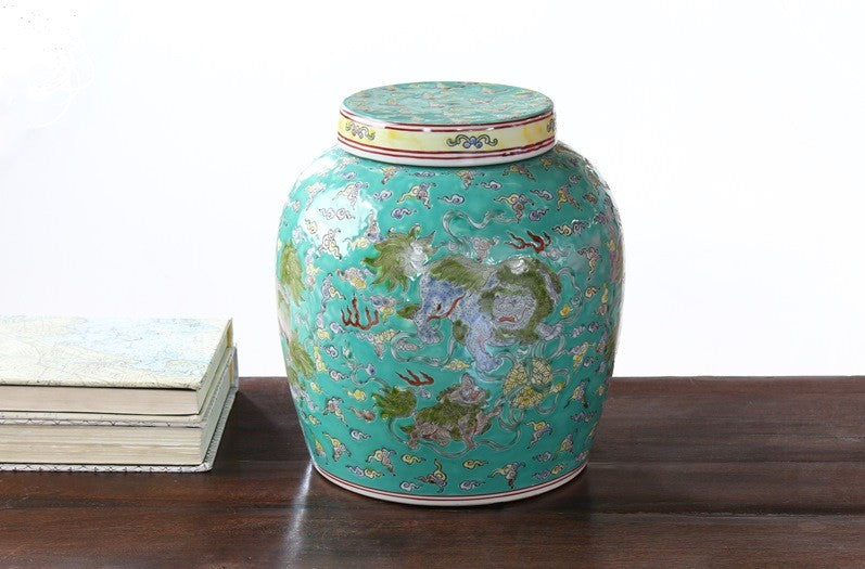 Teal Lion Jar