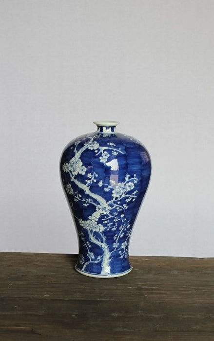 VASE197LA - Blue and White Cherry Blossom Plum Vase