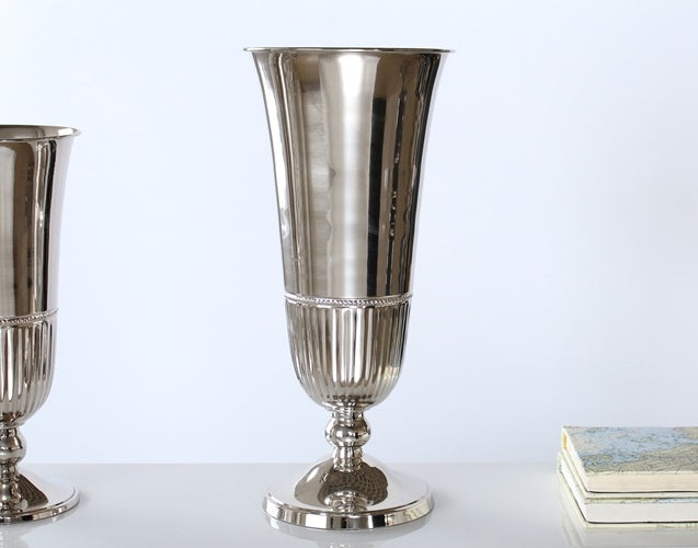 Large Nickel Fluted Vase