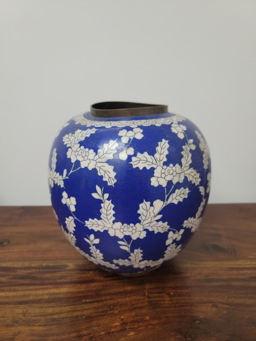 Chinese Blue Ground Cloisonne Vase
