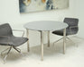 Round Dining Table with Metal Frame and Grey Laminate Top 2 1