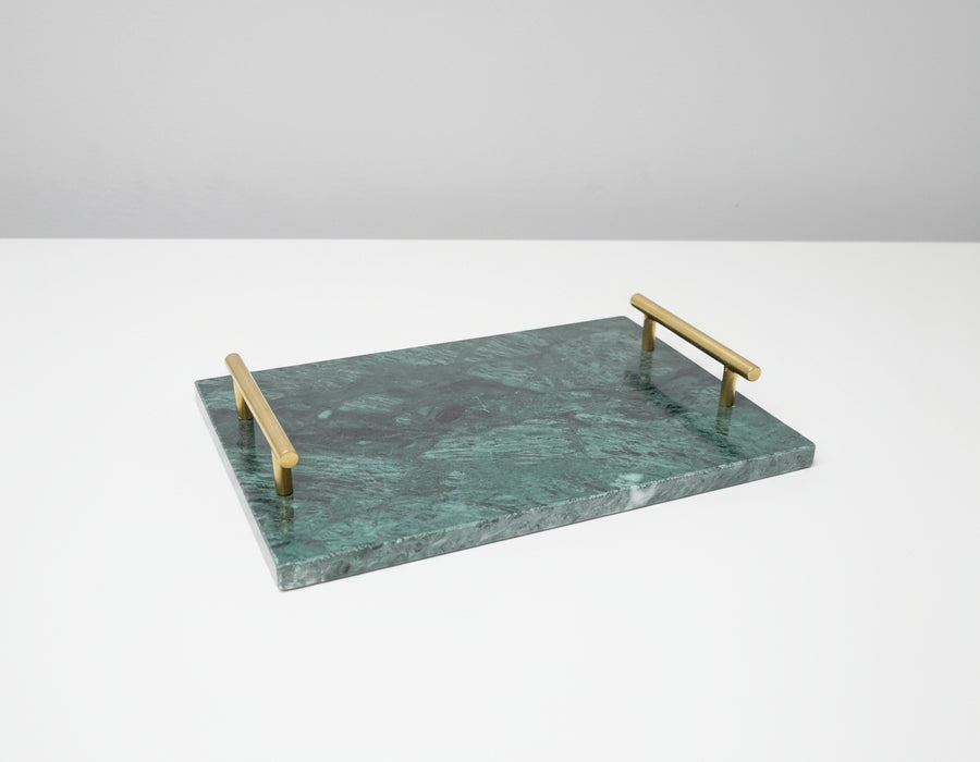 Marble Tray with Gold Handles